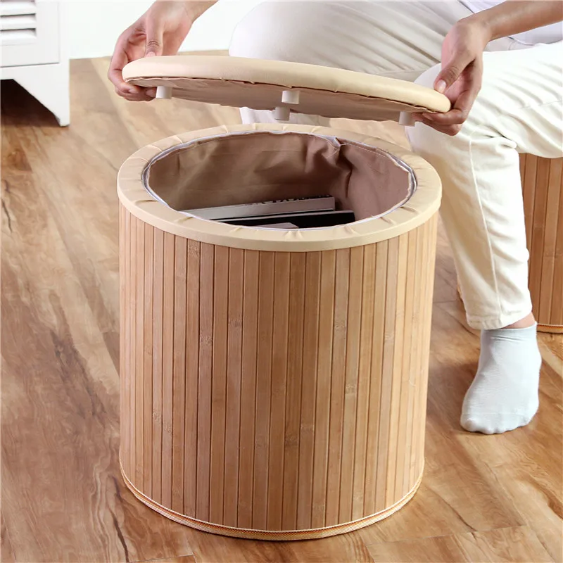 Square Storage Stool Multi-Use Seat Ottoman Entrance Shoe Storage Bench Sample Room Storage Basket Home Organization Decor