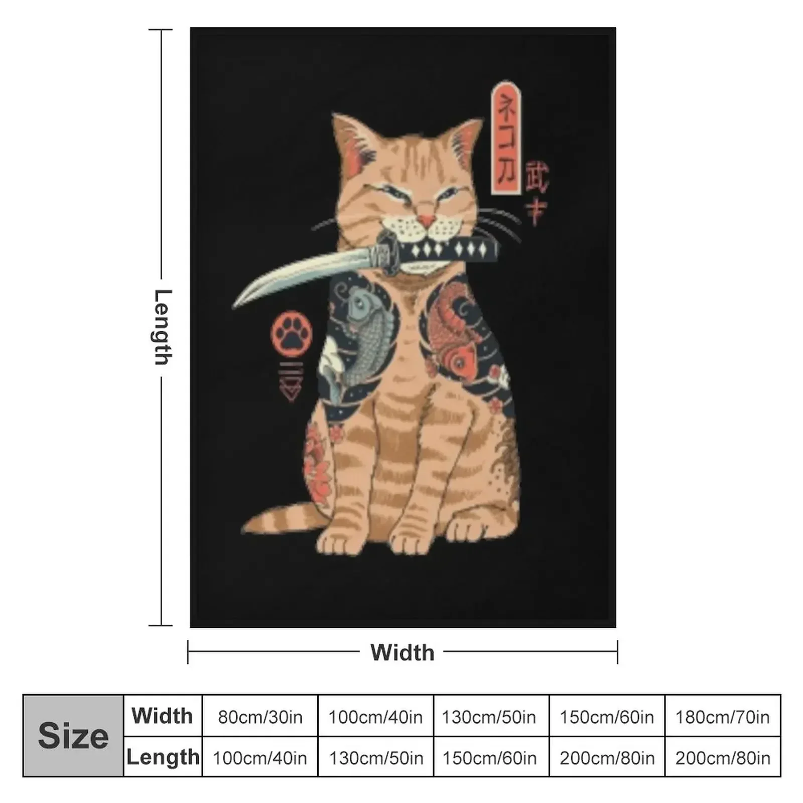 Katana Cat Throw Blanket Baby Picnic Blankets