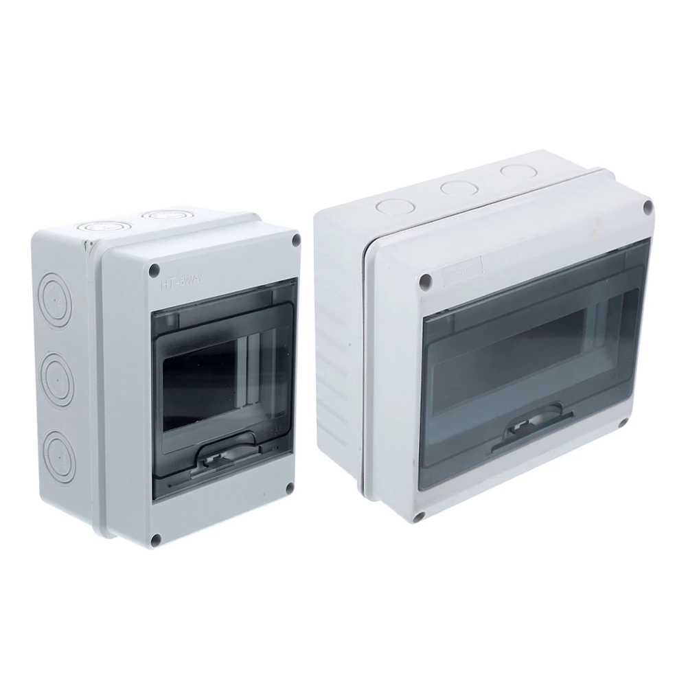 2pcs 5-8 Way IP65 Waterproof Distribution Protection Transparent Window Circuit Breaker Enclosure Outdoor Dustproof ABS Power