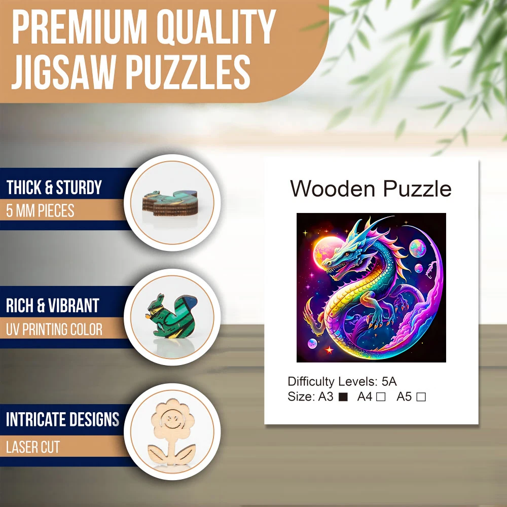 الملونة التنين تشبه لغز خشبي ، لعبة للجنسين ، الإجهاد تخفيف ، ديكور المنزل ، عيد الميلاد ، هدية عيد ميلاد ، لعبة الأسرة #4