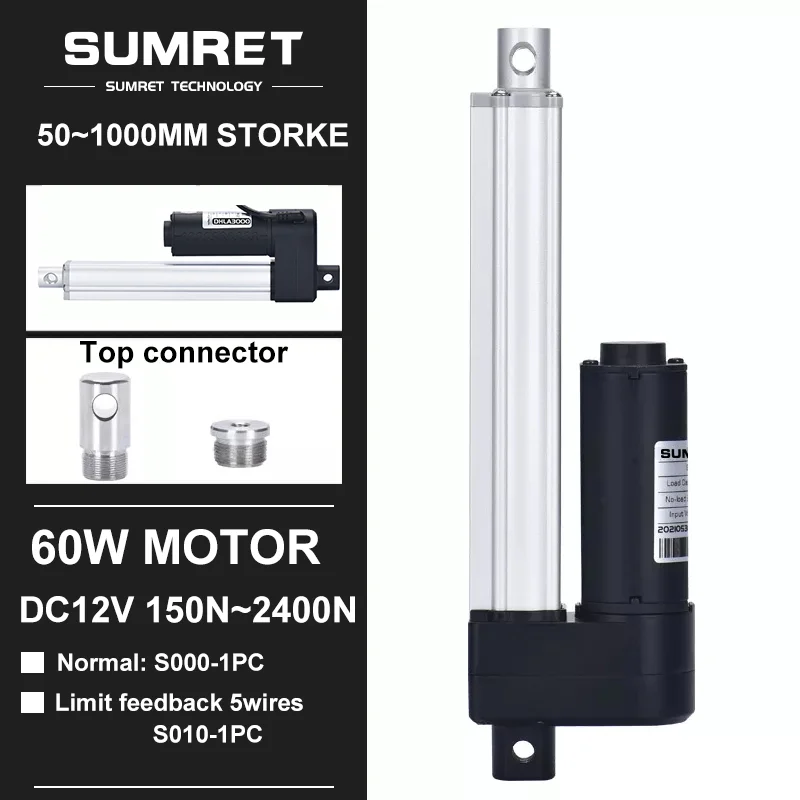 

12V Electric Linear Actuator 50-1000mm Stroke MAX2400N Door Opener Motor Telescopic tube 1000mm 800mm 500mm 300mm 100mm