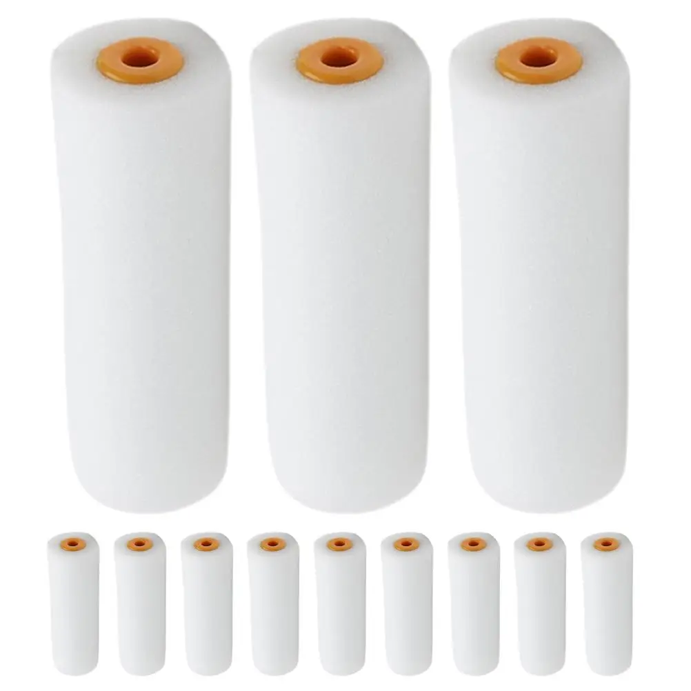 12pcs Sponge Roller Foam Paint Mini Wall Coatings Rollers Cabinet House Painting High Density Smooth Finish Efficient