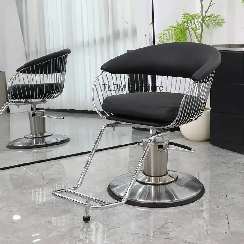 Minimalist Swivel Barber Chairs Fashionable Soft Seat Pedicure Barber Chairs Dying Adjustable Salon Furniture Silla XYBC
