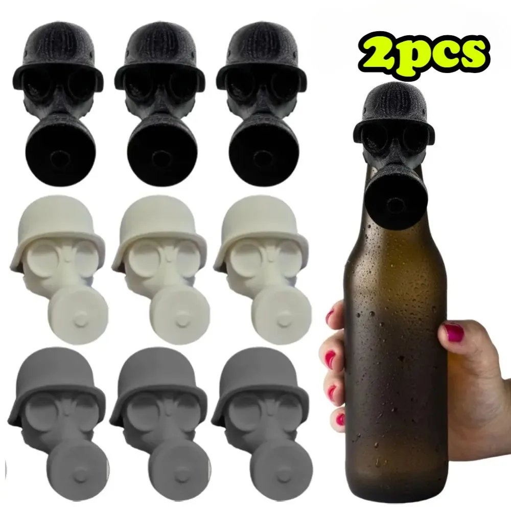 2PCS Gas Mask Beer Bottle Cap Reusable Beer Bottle Cover Beer Bottle Stopper for Liquor Preservation & Dustproofing