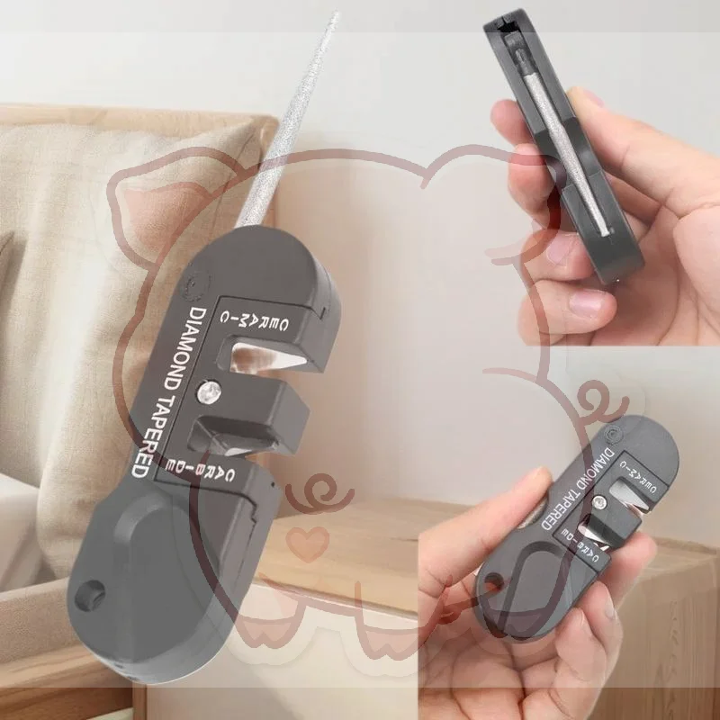 4 In 1 Outdoor Mini Portable Tungsten Ceramic Carbide Knife Whetstone Sharpener Multifunctional Camp Tools