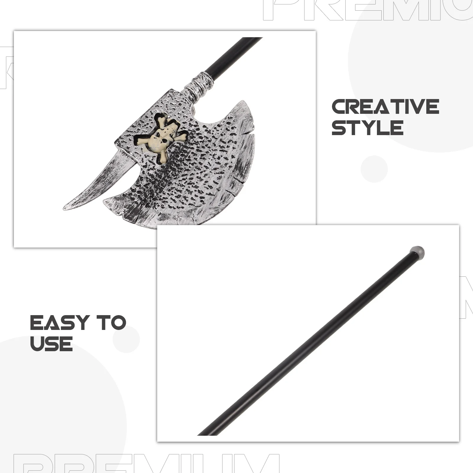 スカルハチェットプロップ プラスチック製ハロウィン斧 リアルなデザイン コスチュームパーティー コスプレイベント お化け屋敷のパフォーマンス用