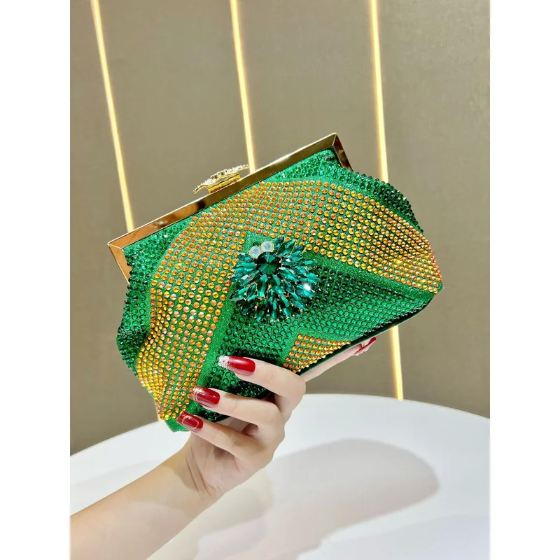 

Элегантный женский клатч со встроенными бриллиантами, сумка через плечо из мягкого полиэфирного волокна, обеденная сумка с внутренним отделением для женщин