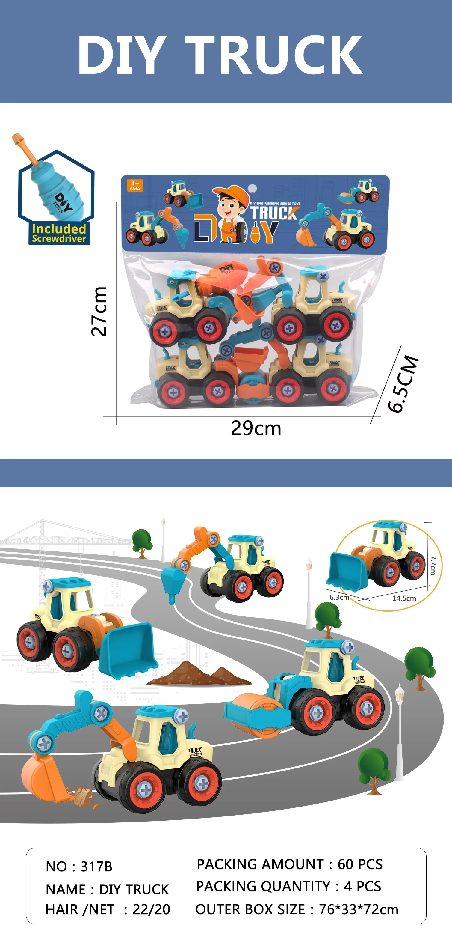 

DIY Nut Disassembly City Engineering Truck Car Excavator Bulldozer Screw Boys Creative Tool Education Toys Model For Little Kids