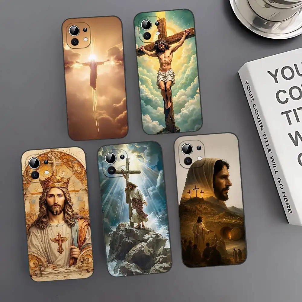 

Christian Jesus God Religion Slim Black Shockproof Phone Case Snug For Xiaomi 12,11,12S Ultra Redmi Note 11,10T,9,9A,8Pro,8T,5G