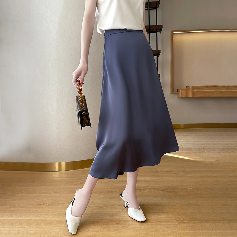 خلات الحرير غير المتكافئة عالية الخصر ألف خط Fi الذيل تنورة المرأة الصيف تصميم 2025 جديد Sle قسط يشعر f طول تنورة #4