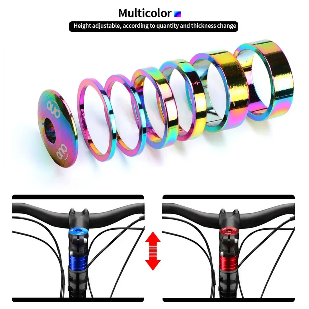

1 Set MTB Bicycle Stem Top Cap Headset Spacers Kit Aluminum Fork Ring Spacer 28.6mm 2mm 5mm 10mm Bike Headset Cover Cycling