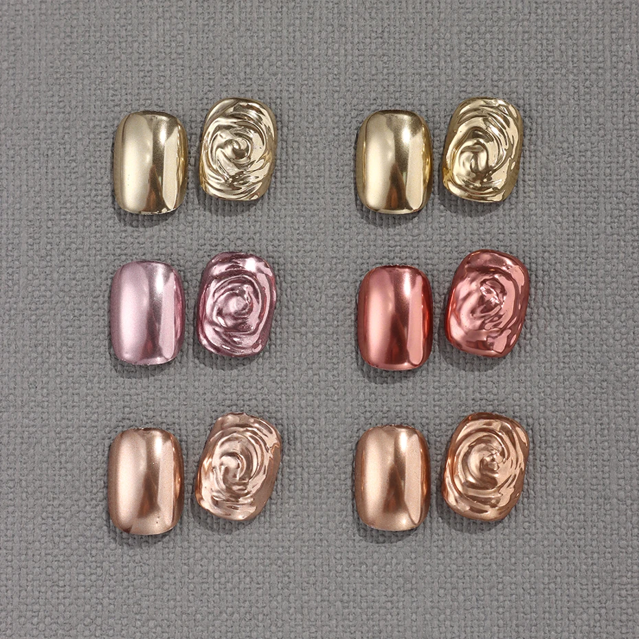 6 Colors Gold Pink Metallic Powder for Nail Mirror Effect Champagne Gold Sequins for Nails Autumn Winter Chrome Nail Art Supplie