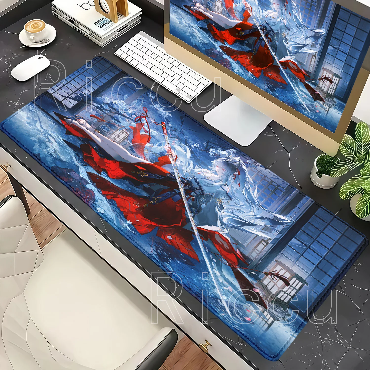 WuWa Hiyuki Mouse Mat Wuthering Waves Gaming Non-slip Base Mousepad Office Accessories Keyboard HD Printing Anime Girl Desk Mat