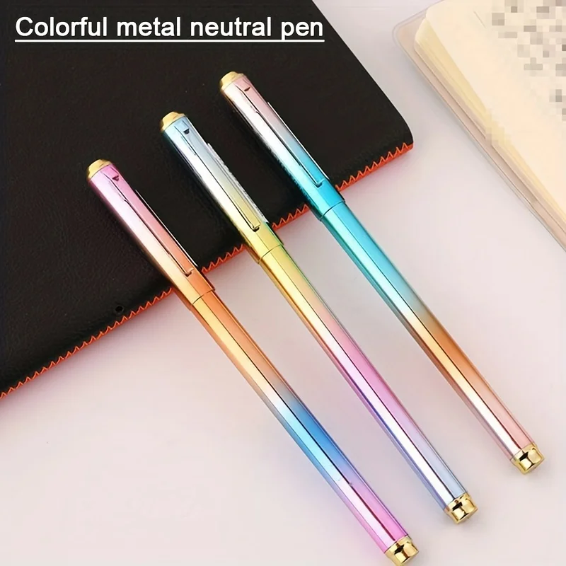 1/3pcs Colorful Metal Gel Pens 0.5mm Black Refill Gradient Ballpoint Pen Signing Pen for Office Business Stationary Supplies