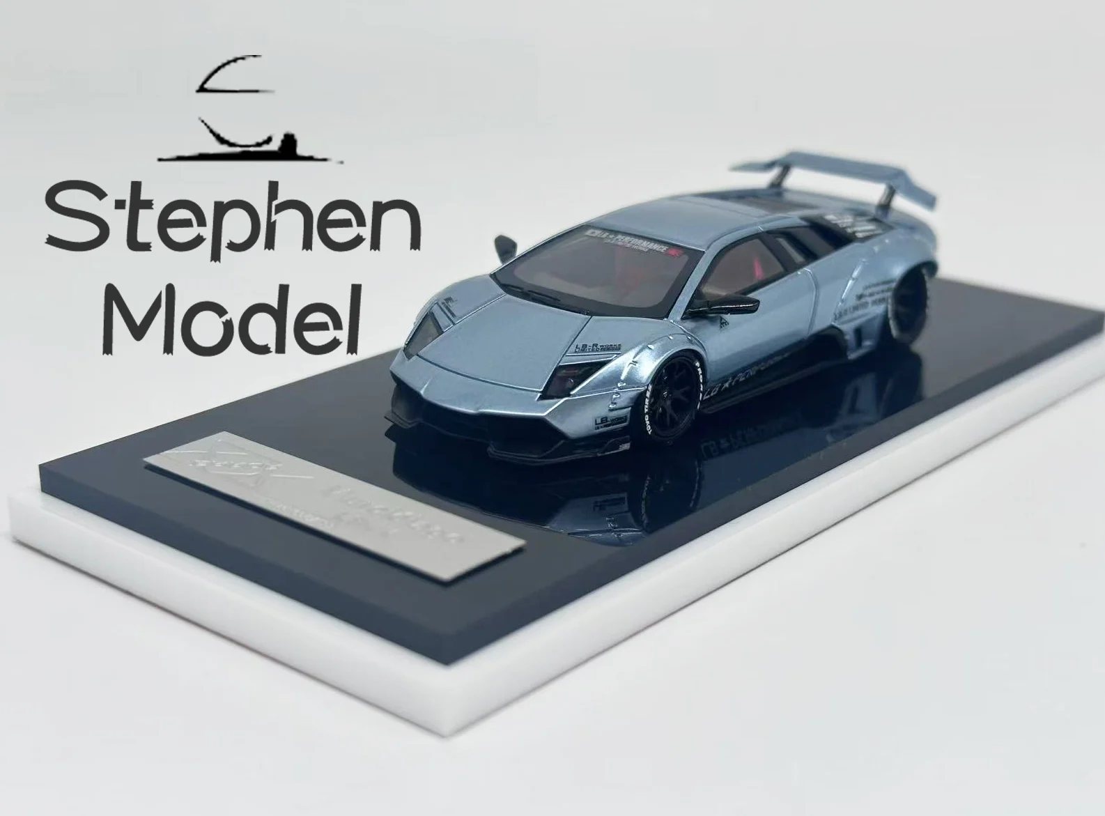 خطأ 404 1:64 Murcielago LP640 LBWK نموذج سيارة من الراتنج المحدود باللون الأزرق الجليدي المعدل #4