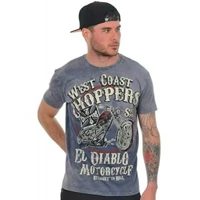 

Футболка с короткими рукавами West Coast Choppers 26SS El Diablo Vintage Washed для мужчин и женщин
