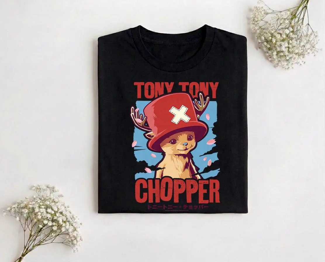 Relaxing and Tony Chopper One Piece Tony Tony Distressed Kanji Shirt One Piece Anime Gifts Shirt 2026 New Cotton Summer Tshirt