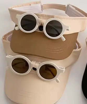 

Empty Top Baby Cap With Detachable Sunglasses Summer Outdoor Infant Boys Girls Sun Hat Soft Toddler Kids Peaked Caps