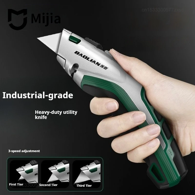 Mijia Baolian Heavy Duty Box Cutter Replaceable Utility Knife for Cable Carboard Cartons Retractable Handle Knife Blades Tool