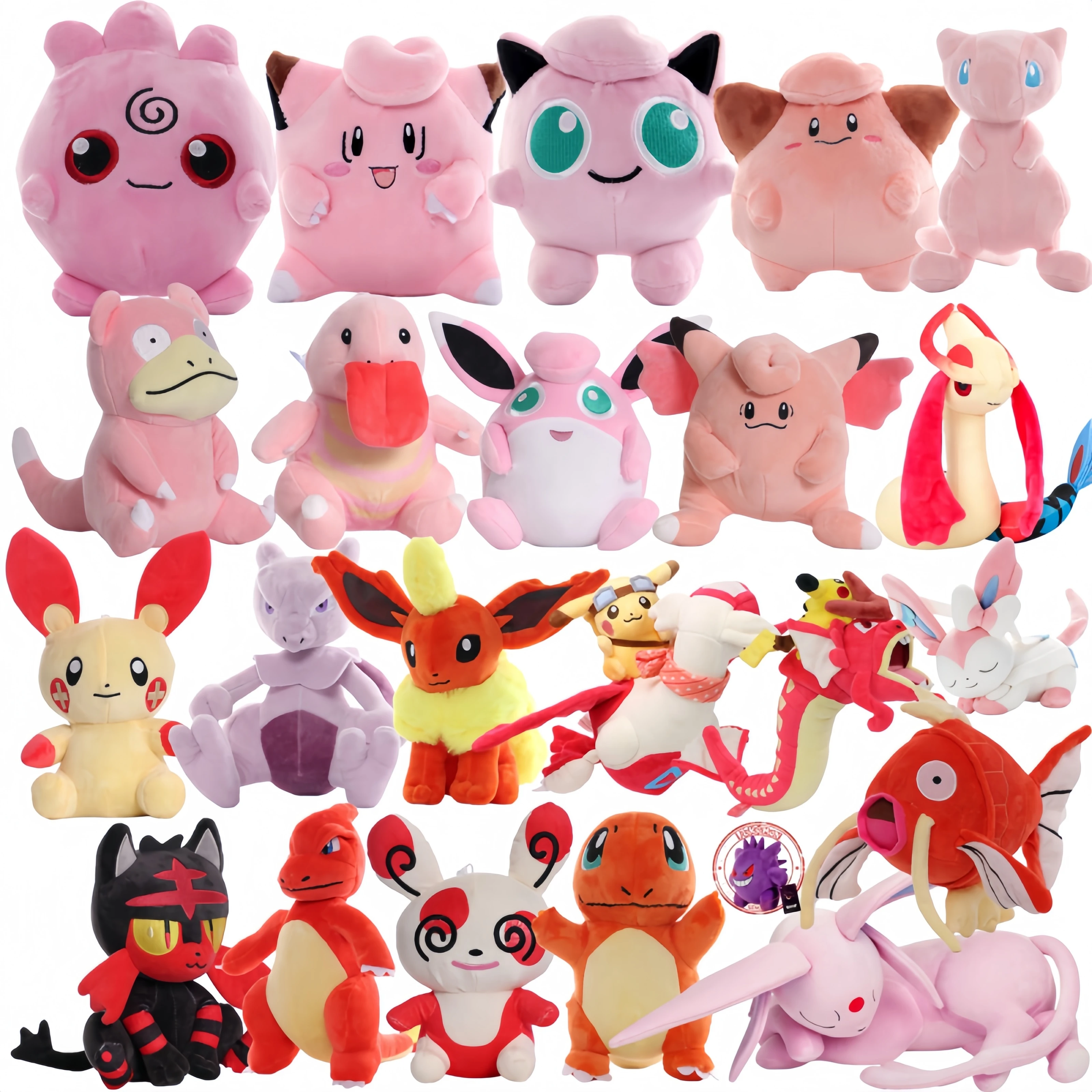 Jigglypuff Clefairy Vulpix Sylveon Litten Plush Doll Wigglytuff Mew Magikarp Gyarados Charmeleon Espeon Charmander Plusle Plush