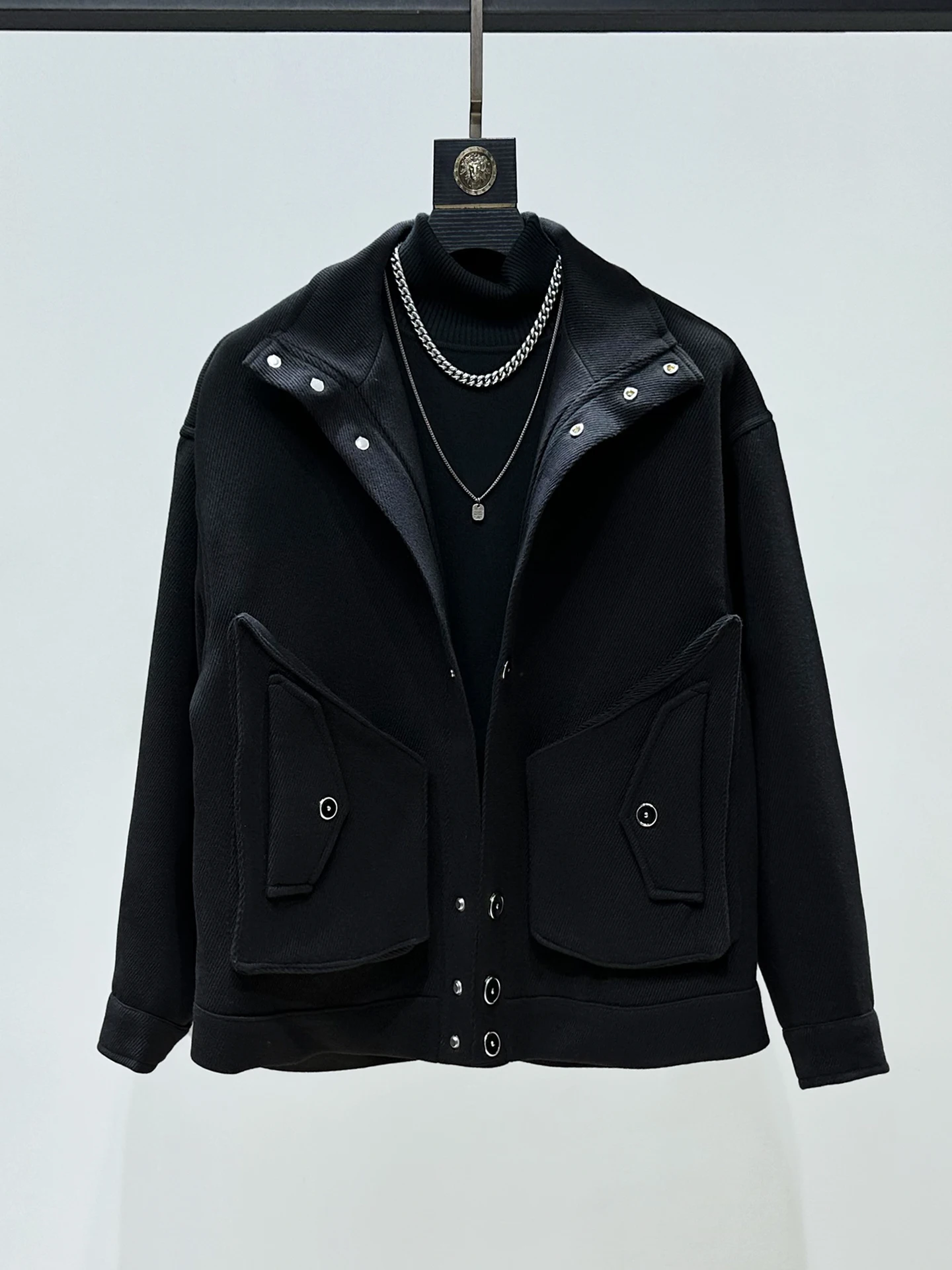 

Мужская шерстяная куртка оригинального дизайна для осени и зимы, свободного кроя, с воротником и большими карманами, теплая молодежная модная верхняя одежда