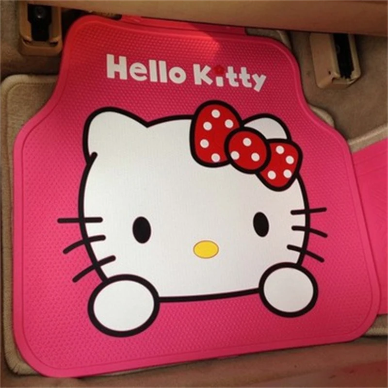 Sanrio Kawaii Hello Kitty Car Floor Mat Cartoon Latex Car Interior Non-slip Floor Mat Car Accessories Single Foot Mat Auto Parts