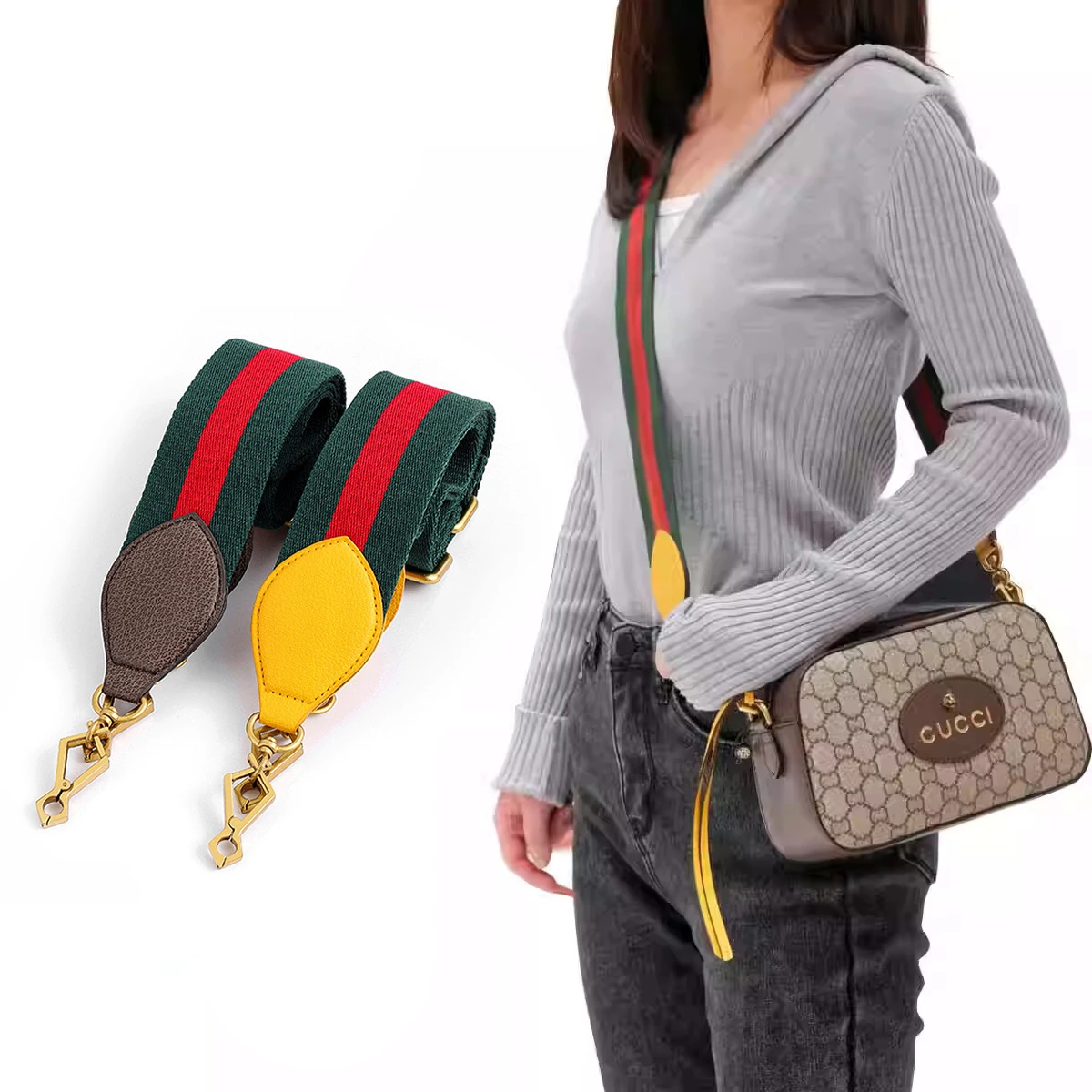 Nylon Weave Bag Strap Women Colored Straps for GUCCI Messenger Shoulder Bag Accessories Adjustable Belts Handbag Straps