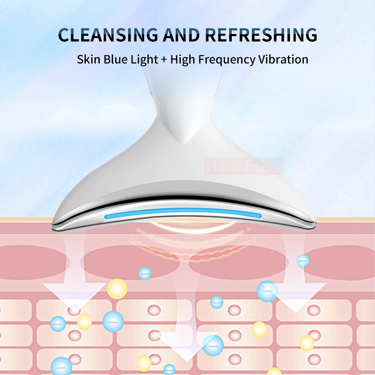 Hello Face Neck Beauty Device Neck Massage LED Photon Therapy Ion Introduction Skin Tighten Reduce Double Chin Skin Care Tools