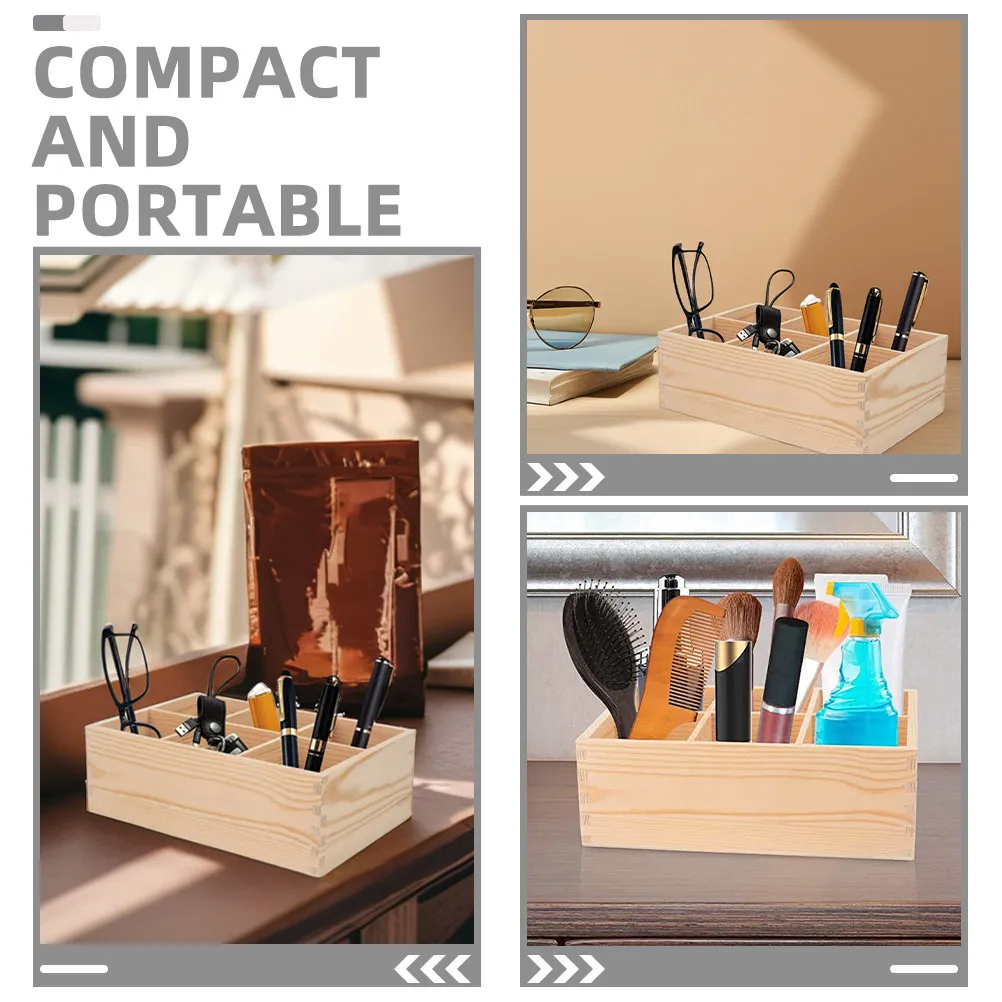 2Pcs Wood Pencil Holder Organizer For Art Desk Organizer Christmas Desk Accessories Sections Artists Students Teachers
