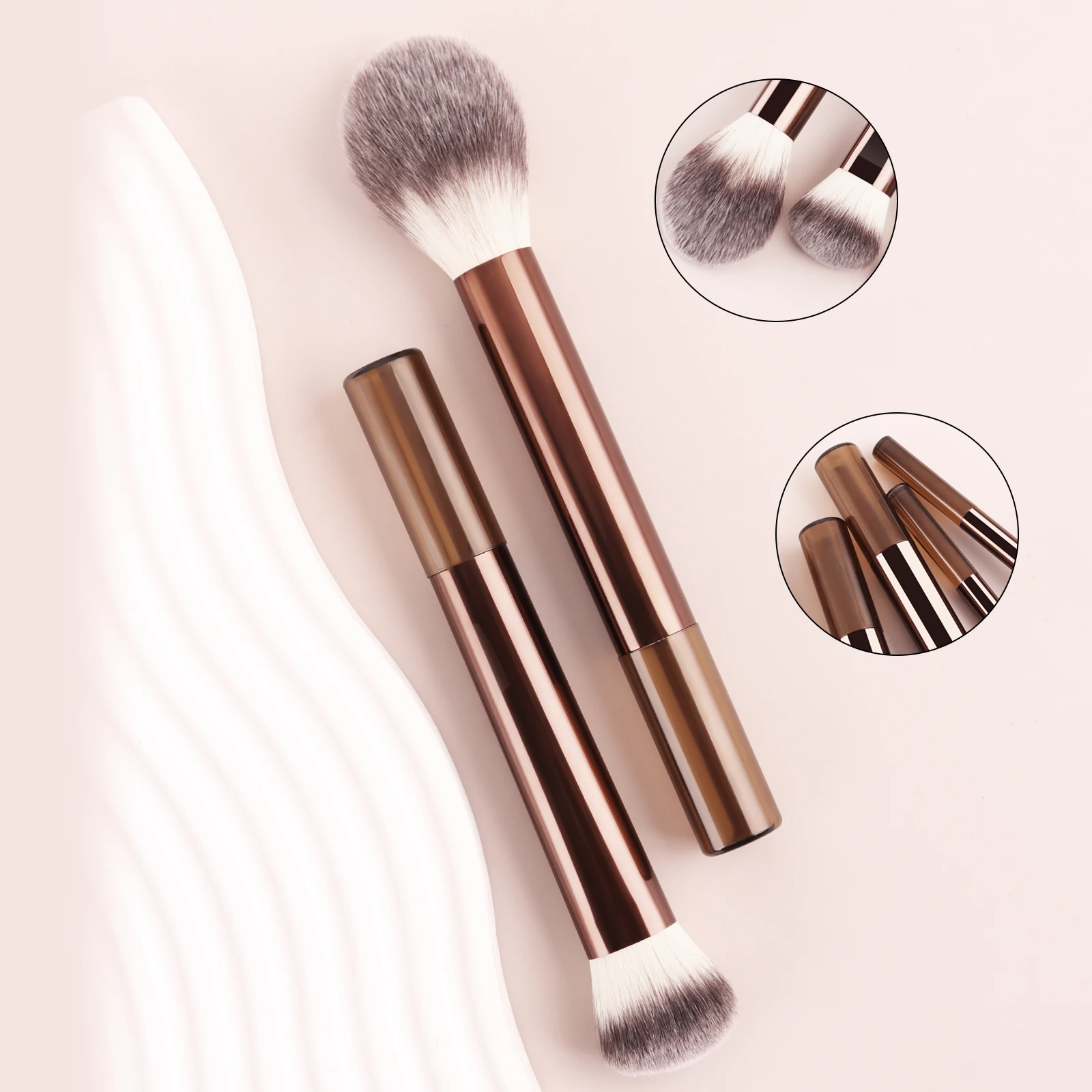 4 Uds. Brocha de contorno multifunción, base de maquillaje, polvo de alto brillo, brocha para sombra de ojos, trae huevos de belleza, esponjas en polvo, belleza para