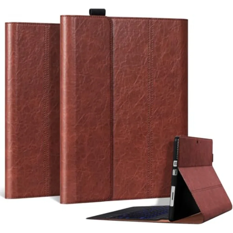 

Leather Case for Microsoft Surface Pro 7+/7/6/5/4 12.3 Inch,Red Brown, Supports Type Cover Keyboard Pencil Holder, Multi-Angle
