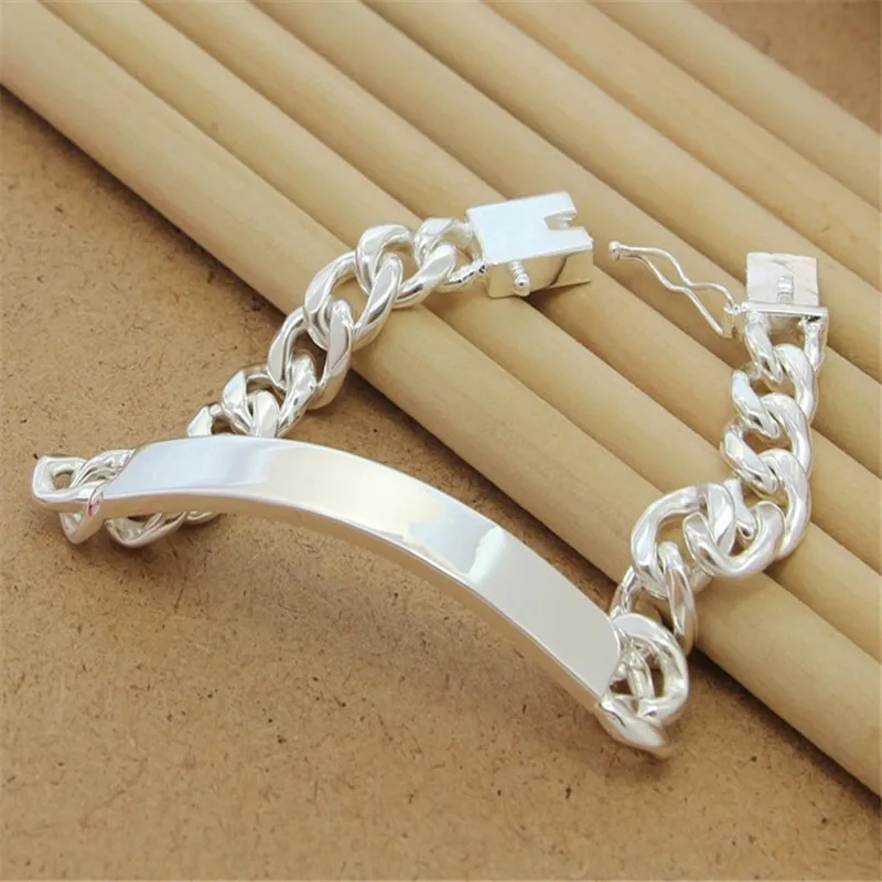 

Charm 925 Sterling Silver Bracelet Design Noble Pretty Solid 10MM For Mens Women Chain Jewelry Fashion Geometric