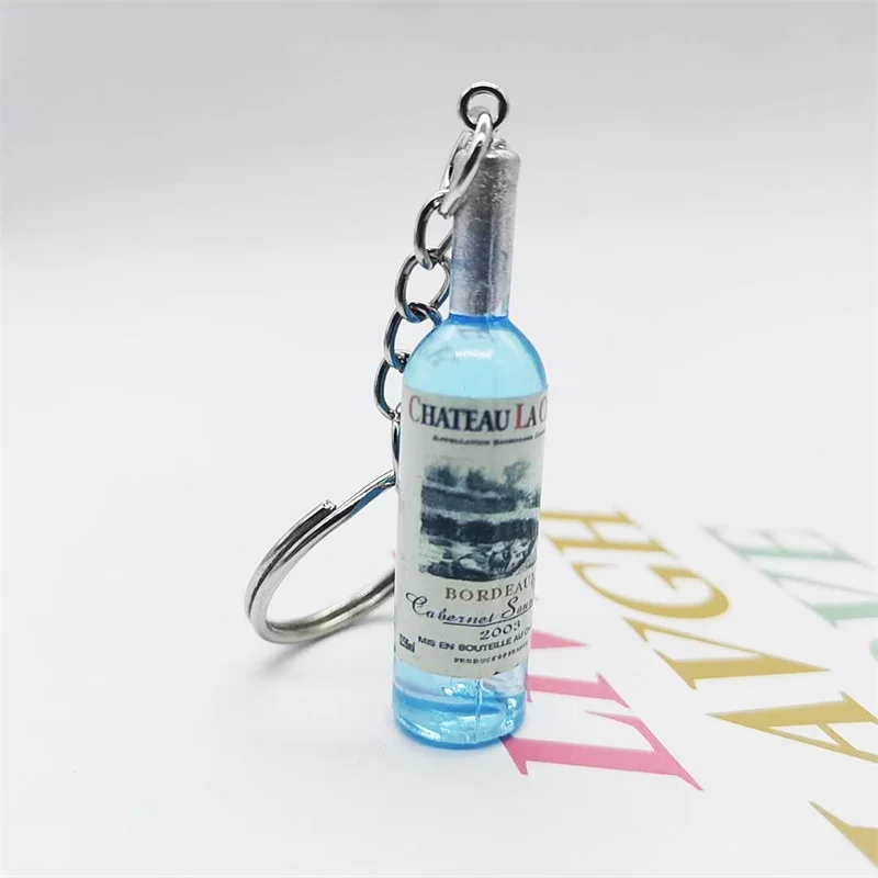 Simulation Harz Bier Wein Flasche Schlüsselbund für Frauen Männer Mode Auto Tasche Schlüsselring Anhänger Beitritt Schmuck Geschenk Großhandel 2025 – Detail 7
