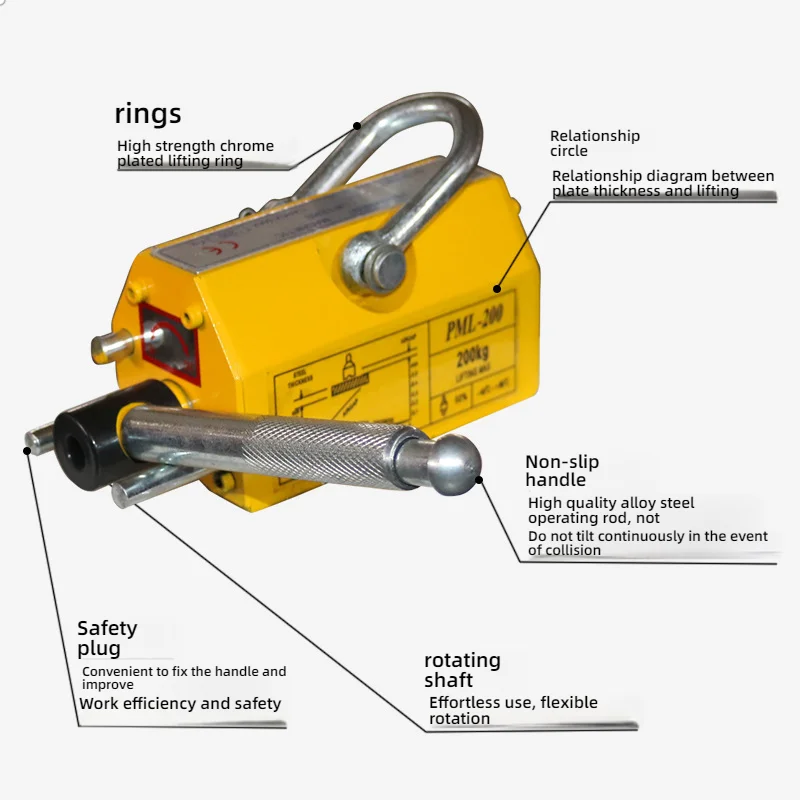 600Kg Steel Permanent Magnetic Lifter Neodymium Magnet Crane Hoist Lift Metal Suction Cup Construction Tools