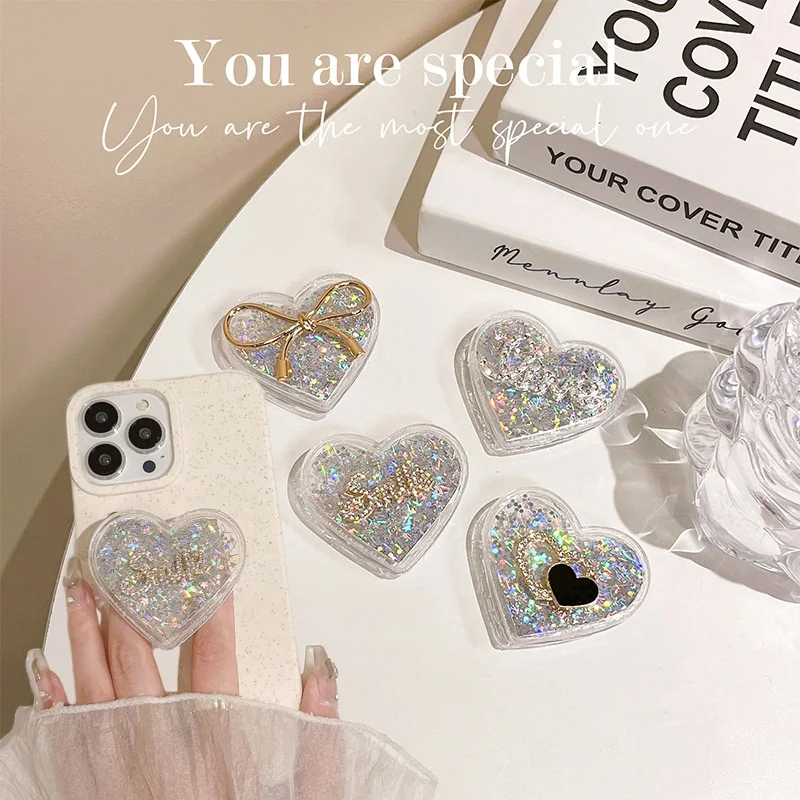 

Роскошный держатель для телефона в форме сердца с блестками для Iphone Samsung Love Heart, универсальная подставка для телефона, аксессуары для телефонов soporte para celul