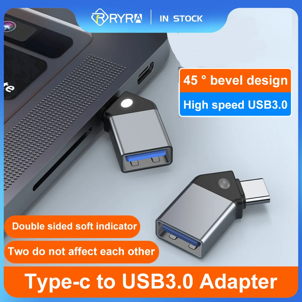 45° Angled Type-C To USB 3.0 OTG Adapter Micro Male To USB Female Converter For Flash Drive U Disk Reader For MacBook Pro Phone