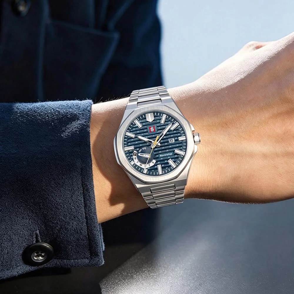 Stylish Men's Quartz Watch Business Rhomboid Luminous Calendar Multifunction Fake Small Hands Men's Quartz Watch N984