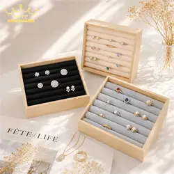 Présentoir à Bijoux en Bois Massif T1, Boîte de Rangement pour Bagues