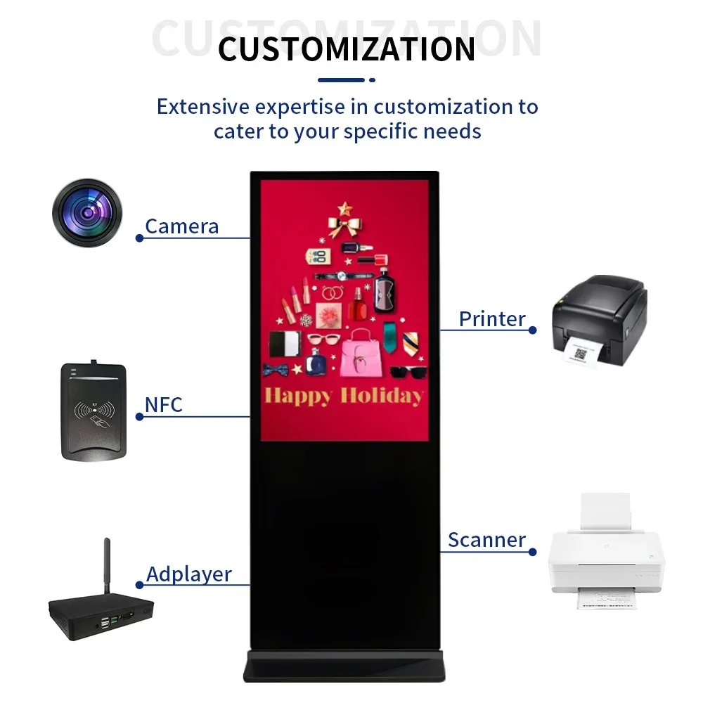 55 Inch Floor Stand Digital Signage Advertisement Totem Displays Android Advertising Display Touch Screen Kiosk