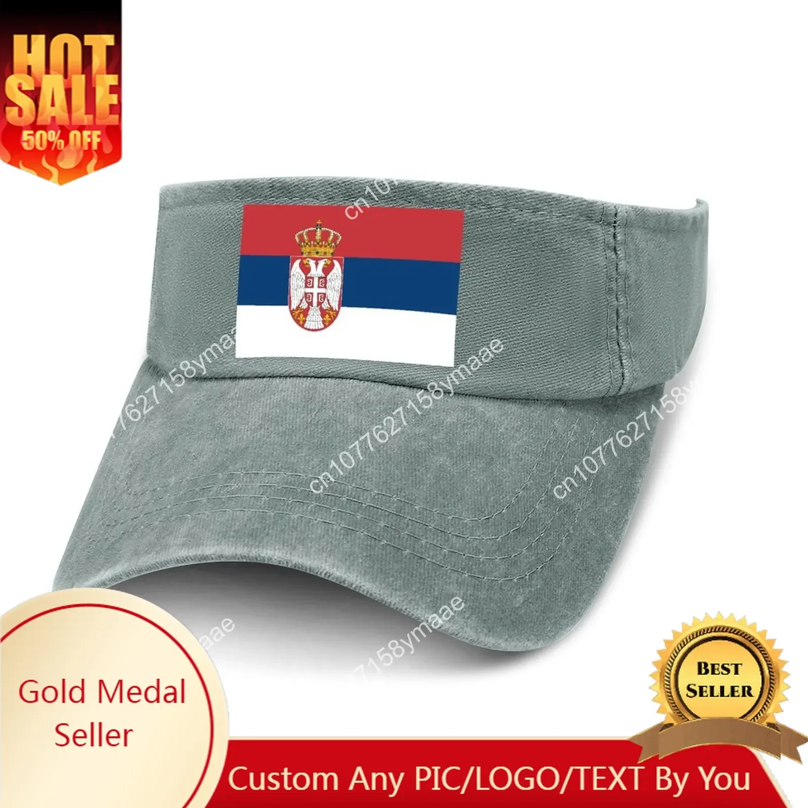 

Serbia Flag Sun Visor Leaky Top Cowboy Hats Mens Womens Customize DIY Cap Sports Baseball Tennis Golf Caps Empty Open Top Hat