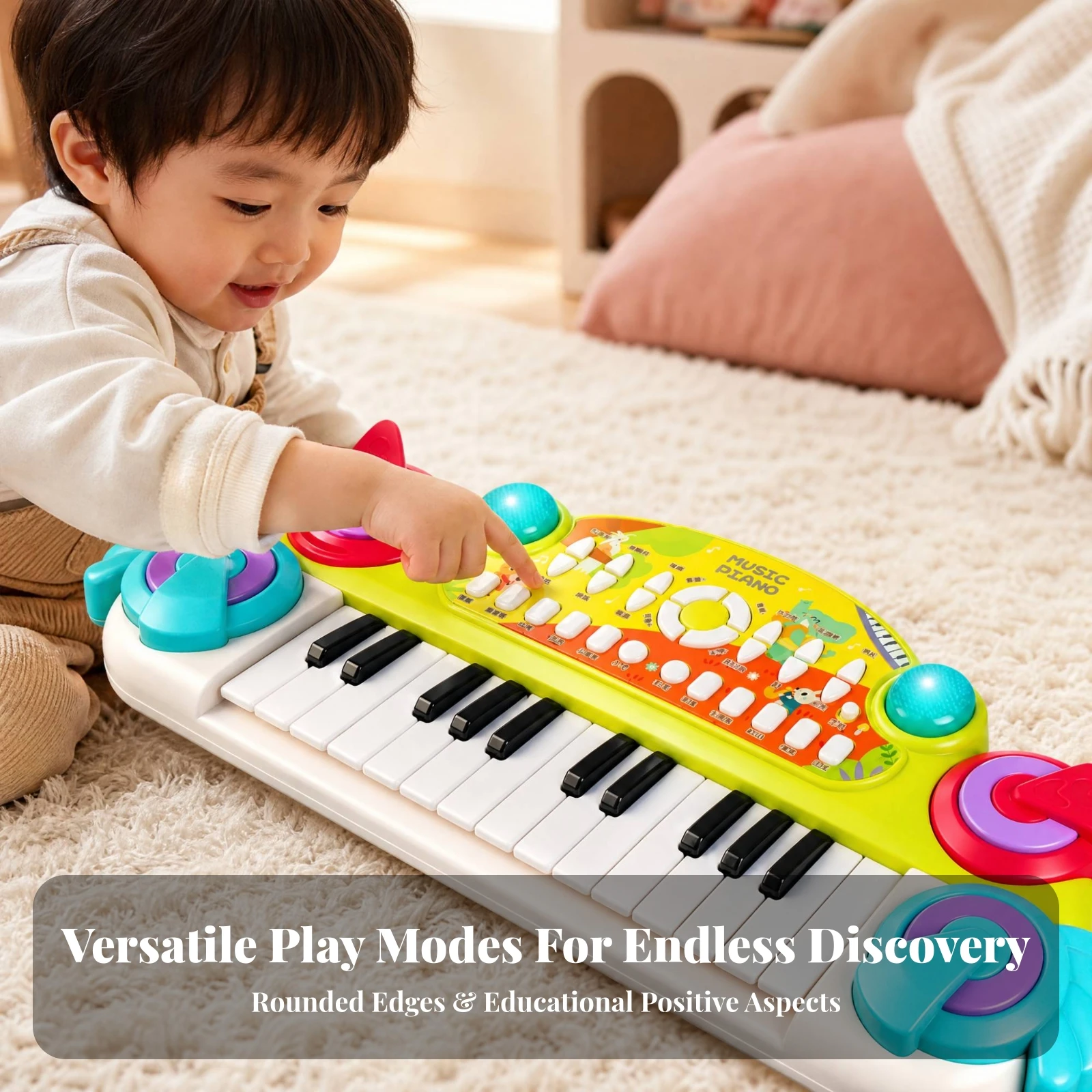 Kids Keyboard Toy with 25 Keys Educational Electronic Keyboard Toy Volume Control Realistic Sound for Preschoolers