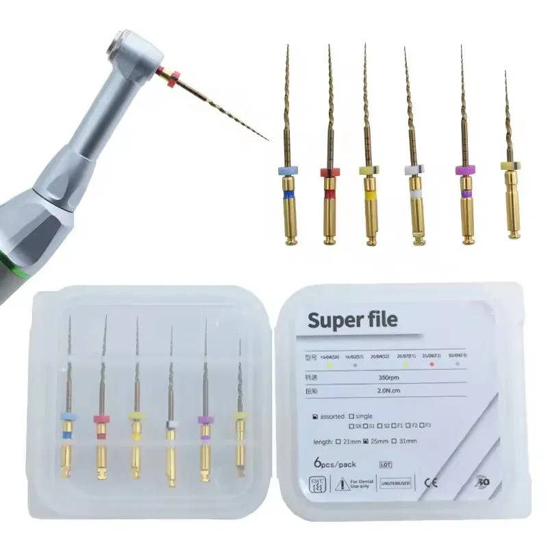 

Dental Super File Gold Flexible Files Endo Rotary Files Heat Activated Dentistry Niti Titanium Instrument 21mm/25mm/31mm