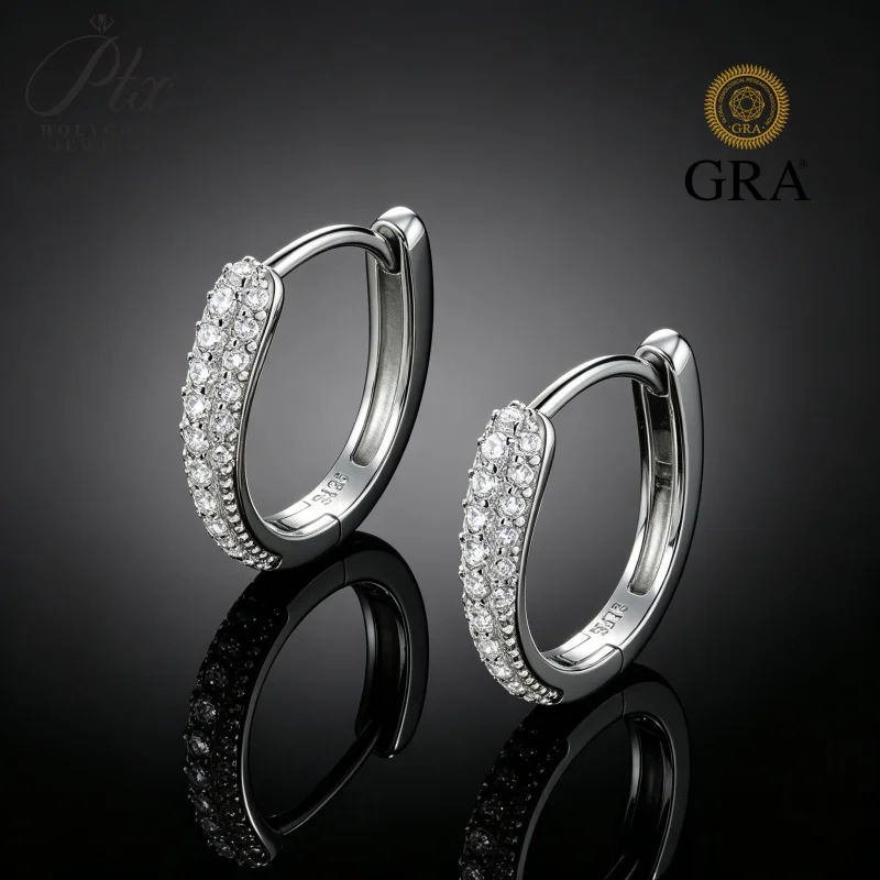 Moissanite Earrings Round Cut D Color VVS1 925 Sterling Silver GRA Certified Factory Direct Commute Ready For Her