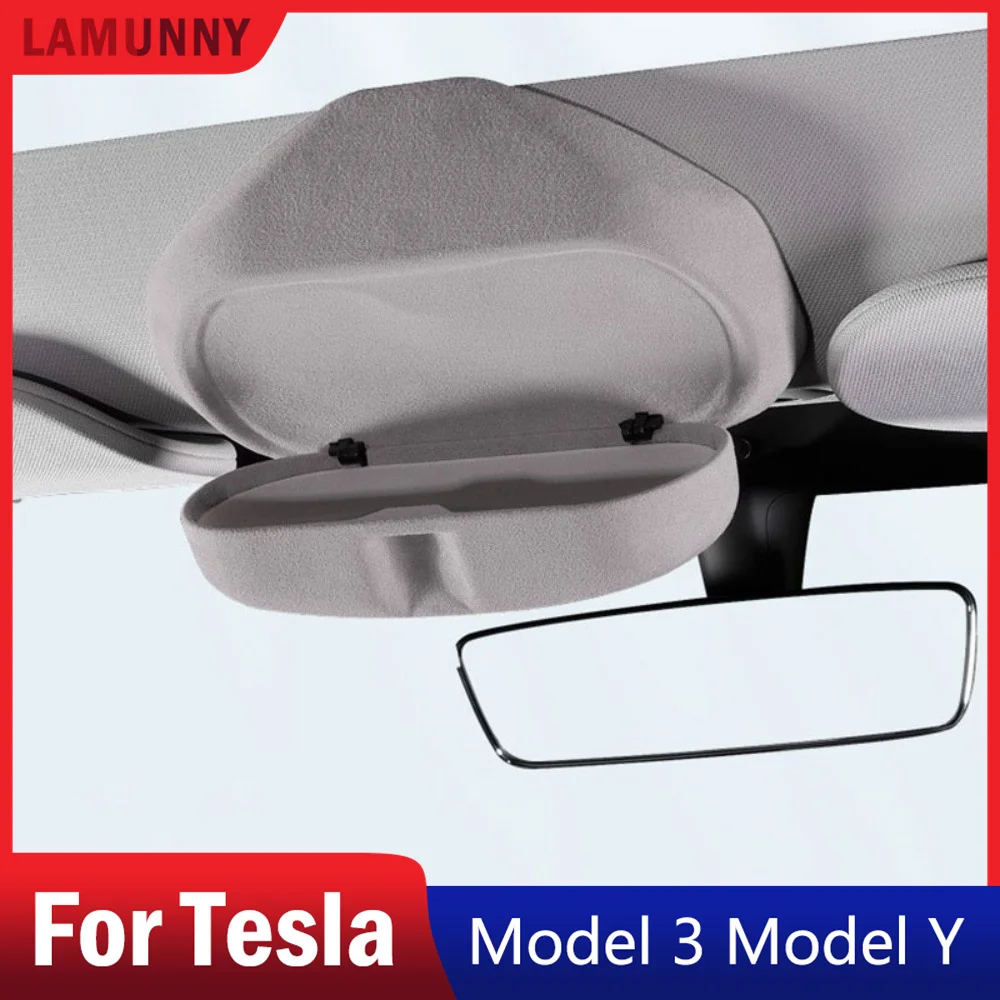 

For Tesla Model 3 Y 2017-2024 Car Glasses Case Sunglasses Storage Box Model 3 Highland 2023-2024 Suede Accessories Modification