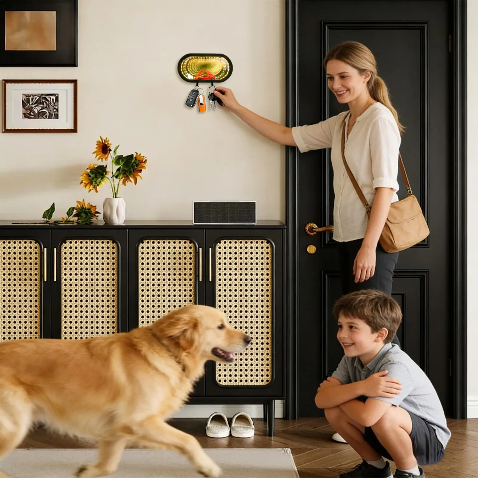 

Настенный держатель для ключей с LED-подсветкой, нескользящая подставка для ключей от машины, органайзер для гаража, гостиной, спальни, прихожей, коридора