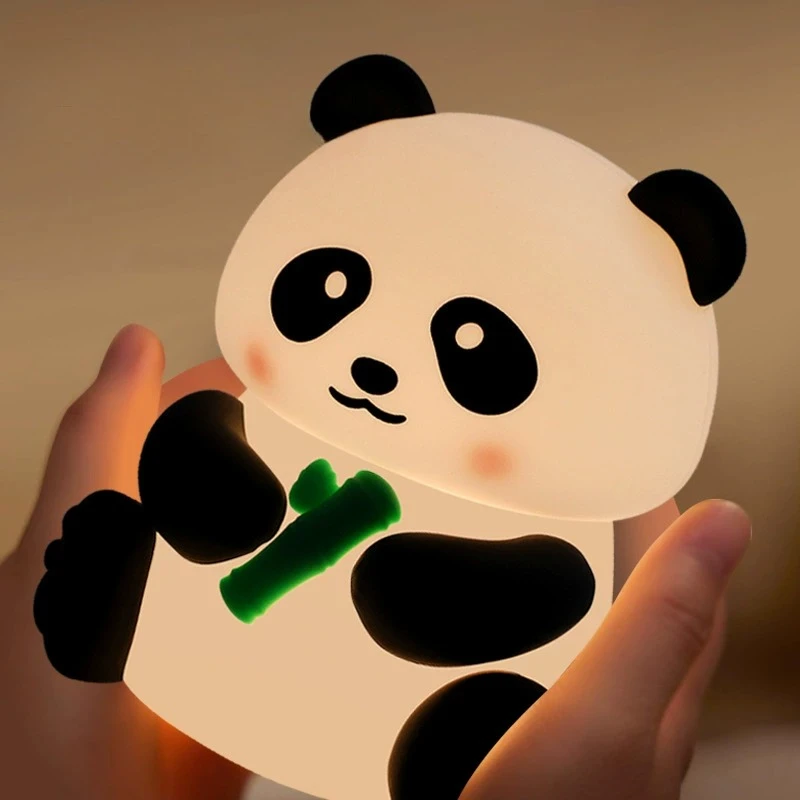 

LED Night Light Cute Panda Cartoon Animals Lamp Rechargeable Timing Sleeping Lamp Bedroom Decoration for Children