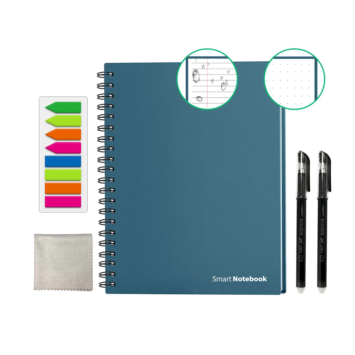 Reusable Smart Notebook Digital Notepad A4 Lined Dotted with Erasable Pen and Wipe for Sketch Cloud Storage and Reuse Endlessly