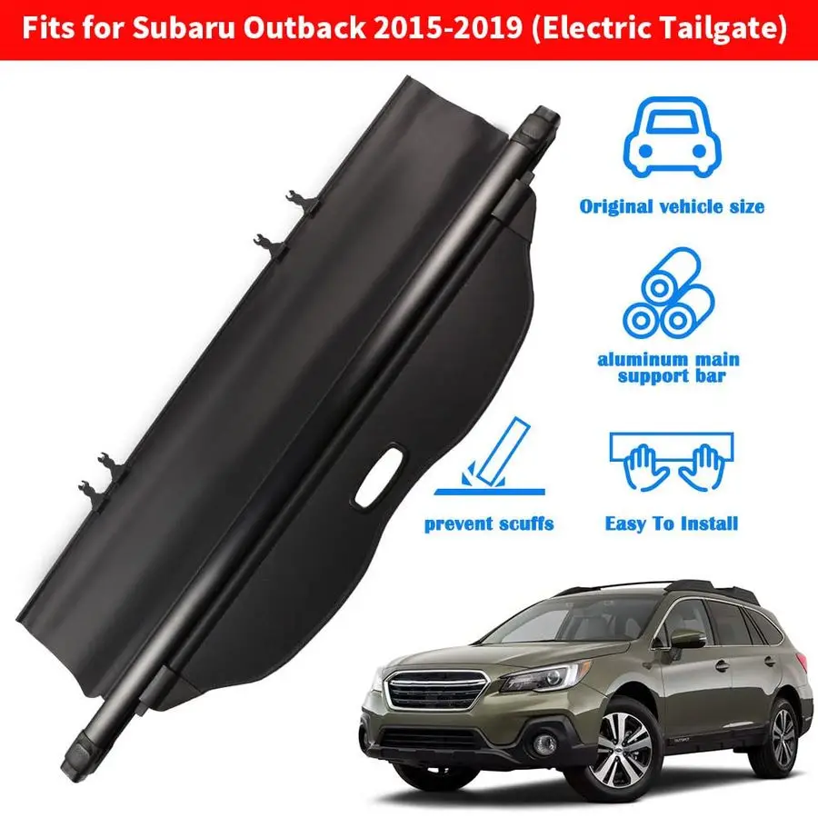 لسوبارو Outback غطاء البضائع 2015 2016 2017 2018 2019 لسوبارو Outback اكسسوارات أسود قابل للسحب غطاء صندوق السيارة الأمن Sh #2