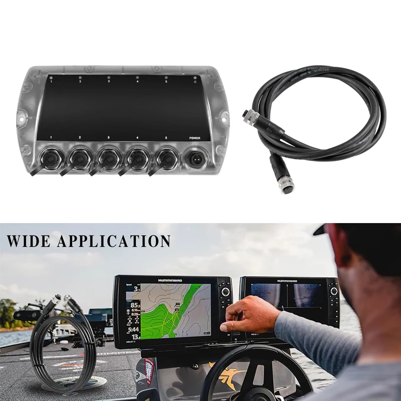 Marine 5 Port Ethernet Switch & Ship 5 Foot Ethernet Cable Kit, Replace for Humminbird 411850-1 AS ETH 5PGL, 720073-6 AS EC 5E