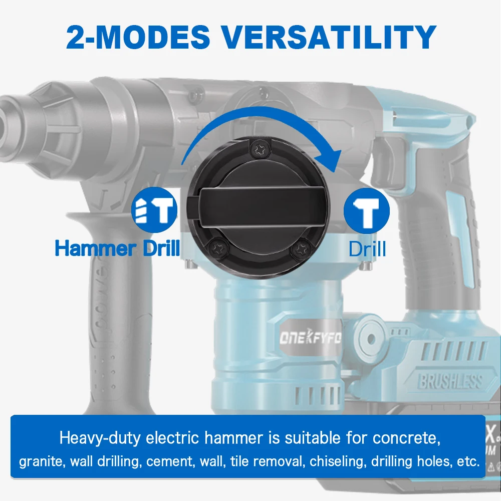 26MM borstelloze elektrische zware hamer multifunctionele roterende draadloze oplaadbare elektrisch gereedschap voor Makita 18V batterij